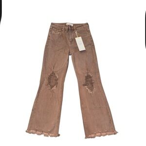 Risen Womens Distressed Mauve Jeans 5/27